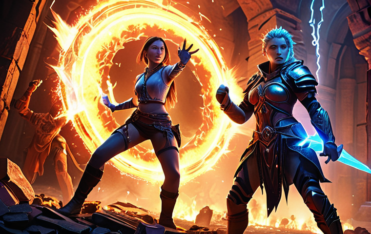 **Prompt:** A team of fantasy characters (Lilya, Charlie, and another character of your choice) in dynamic poses, surrounded by glowing critical hit numbers and visual effects indicating high damage output. Background should suggest a fast-paced battle scene with defeated enemies. Style: Vibrant, action-packed fantasy art.