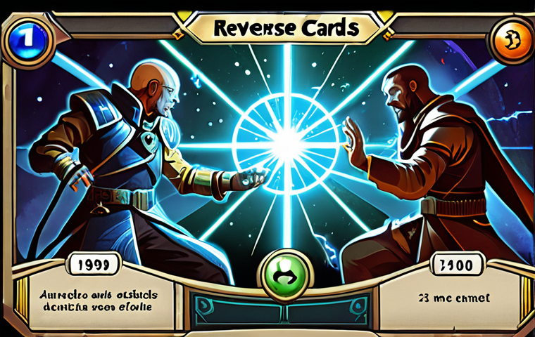 A visually striking, dynamic illustration of a battle in *Reverse: 1999*, focusing on the card merging mechanic. An Arcanist character is shown with a hand of glowing ability cards, one or two actively merging to form a more powerful card. The background depicts a complex, retro-futuristic battlefield with intricate magical effects emanating from the cards and the character, emphasizing strategic decision-making and the "dance of cards." The atmosphere is intense and tactical, with subtle UI elements integrated into the scene.