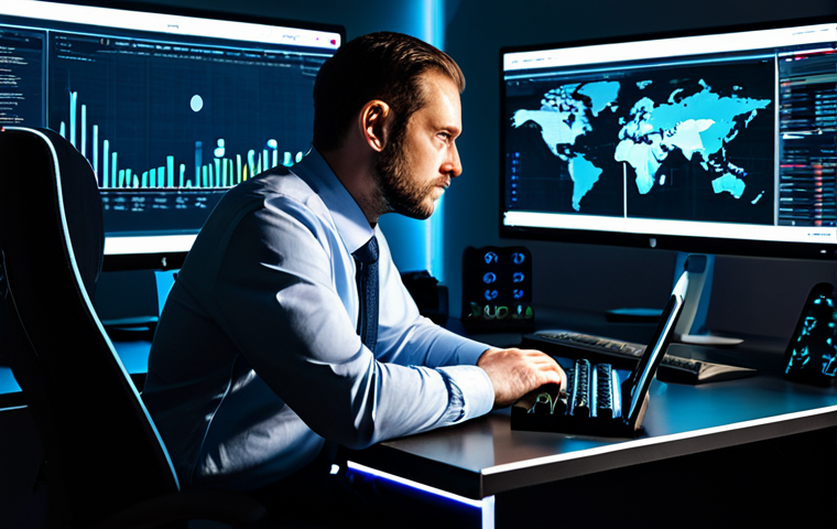 A focused professional game strategist, dressed in a modest, contemporary business casual outfit, sits at a modern desk. The desk is illuminated by multiple computer screens displaying abstract game strategy charts, intricate data visualizations, and character statistics. The individual has a thoughtful, concentrated expression, a natural pose, with one hand gently resting on a keyboard, contemplating complex game mechanics. The background is a sleek, organized home office or a quiet study, filled with ambient light. This image conveys strategic depth and intellectual engagement. perfect anatomy, correct proportions, well-formed hands, proper finger count, natural body proportions, professional photography, high quality, safe for work, appropriate content, fully clothed, professional dress, family-friendly.