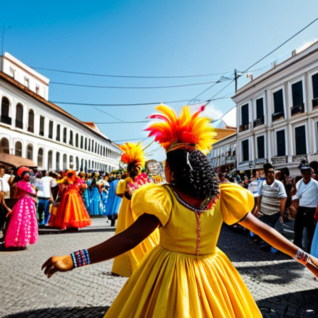 **

"A vibrant community event in Brazil, celebrating Carnaval. People in colorful, modest costumes are dancing in the street. Traditional Brazilian music is playing. The background shows historic buildings. Safe for work, appropriate content, fully clothed, family-friendly, professional photography, perfect anatomy, natural proportions."

**