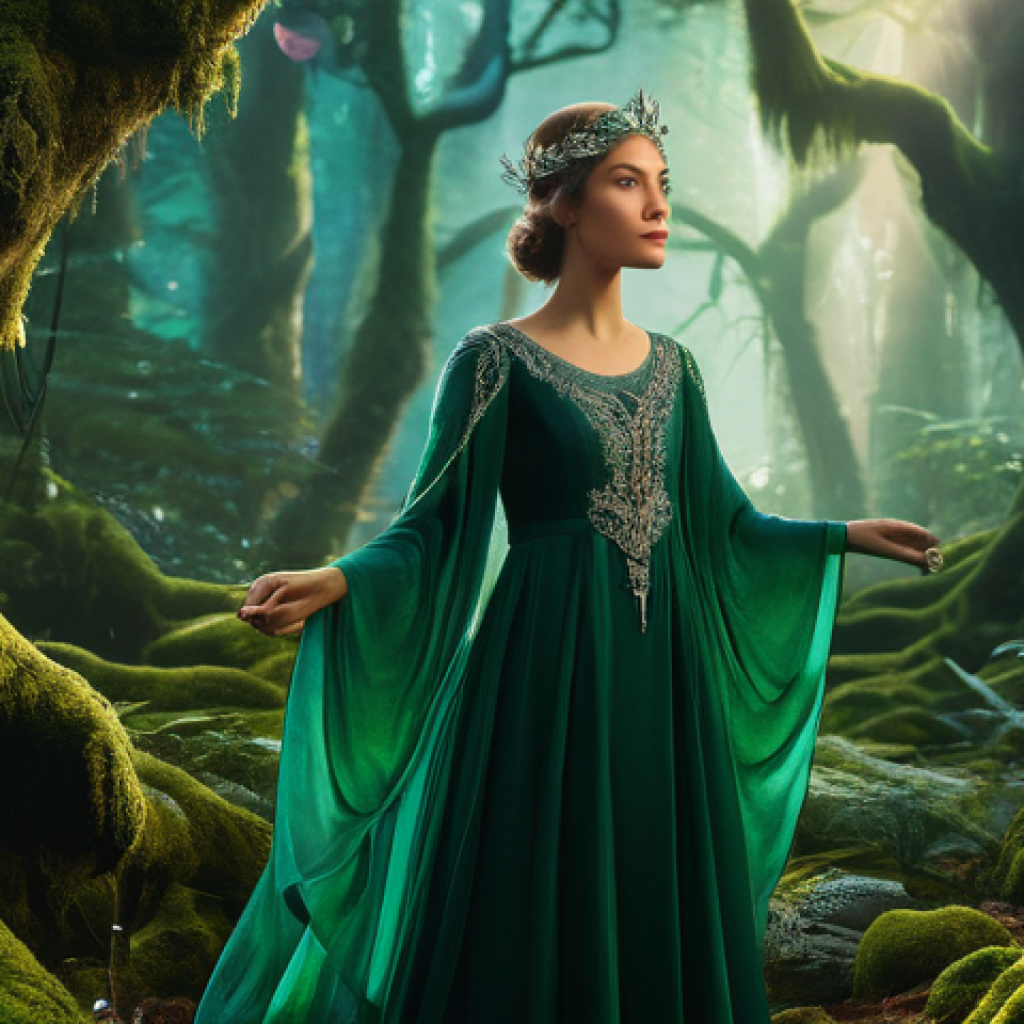 리버스 1999 최고의 팀 조합 - A whimsical young sorceress stands in a vibrant, enchanted forest. She wears a modest, flowing gown ...