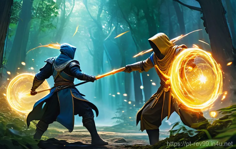 리버스 1999 속성 간 상성 분석 - **Prompt:** A dynamic action shot of three Reverse: 1999 Arcanists engaged in a magical battle. In t...