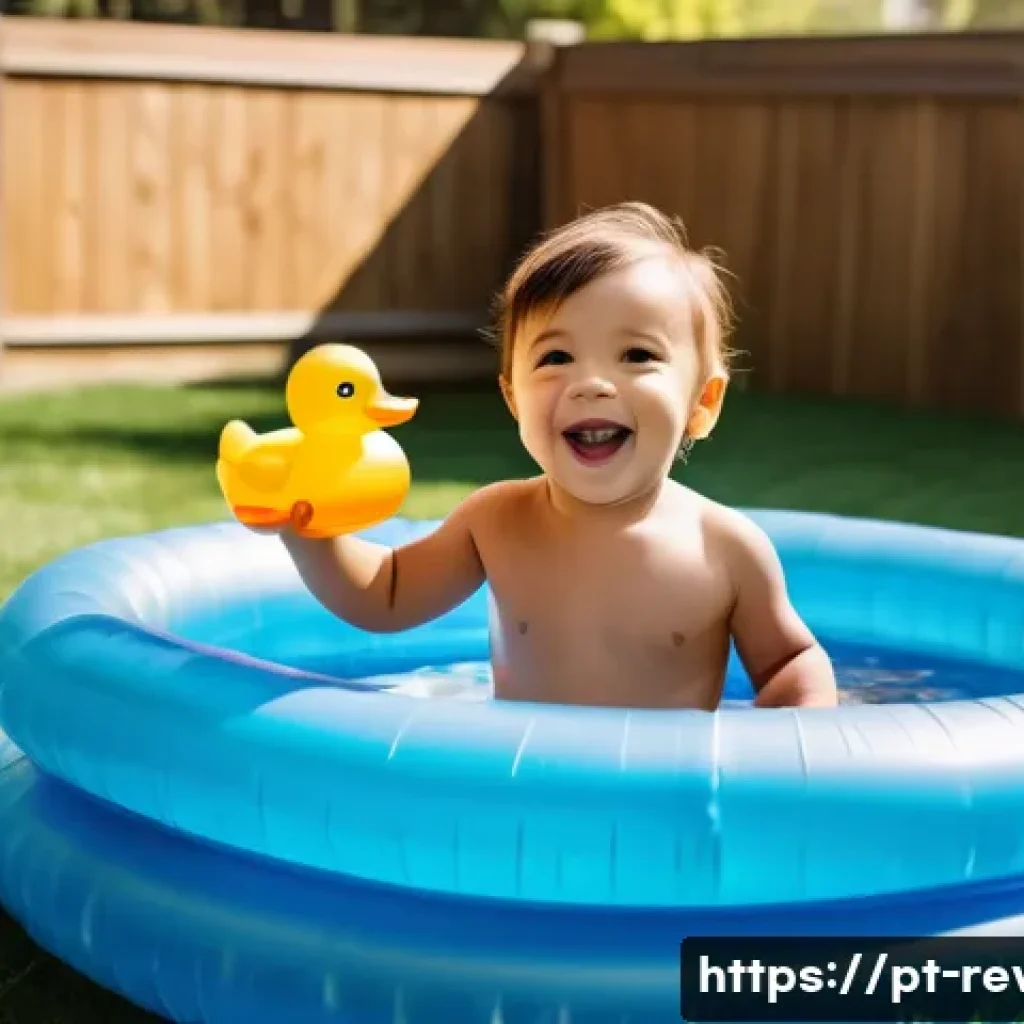 리버스 1999 게임 내 트레이딩 시스템 - **Prompt:** "A toddler with a bright, colorful diaper, playing with a rubber ducky in a shallow infl...