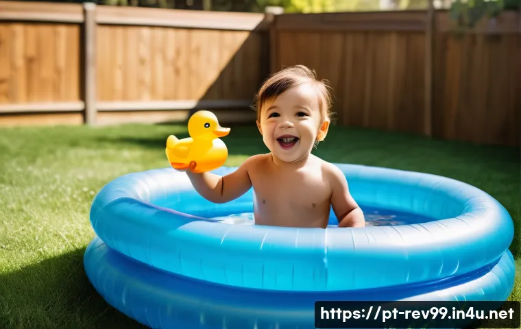 리버스 1999 게임 내 트레이딩 시스템 - **Prompt:** "A toddler with a bright, colorful diaper, playing with a rubber ducky in a shallow infl...