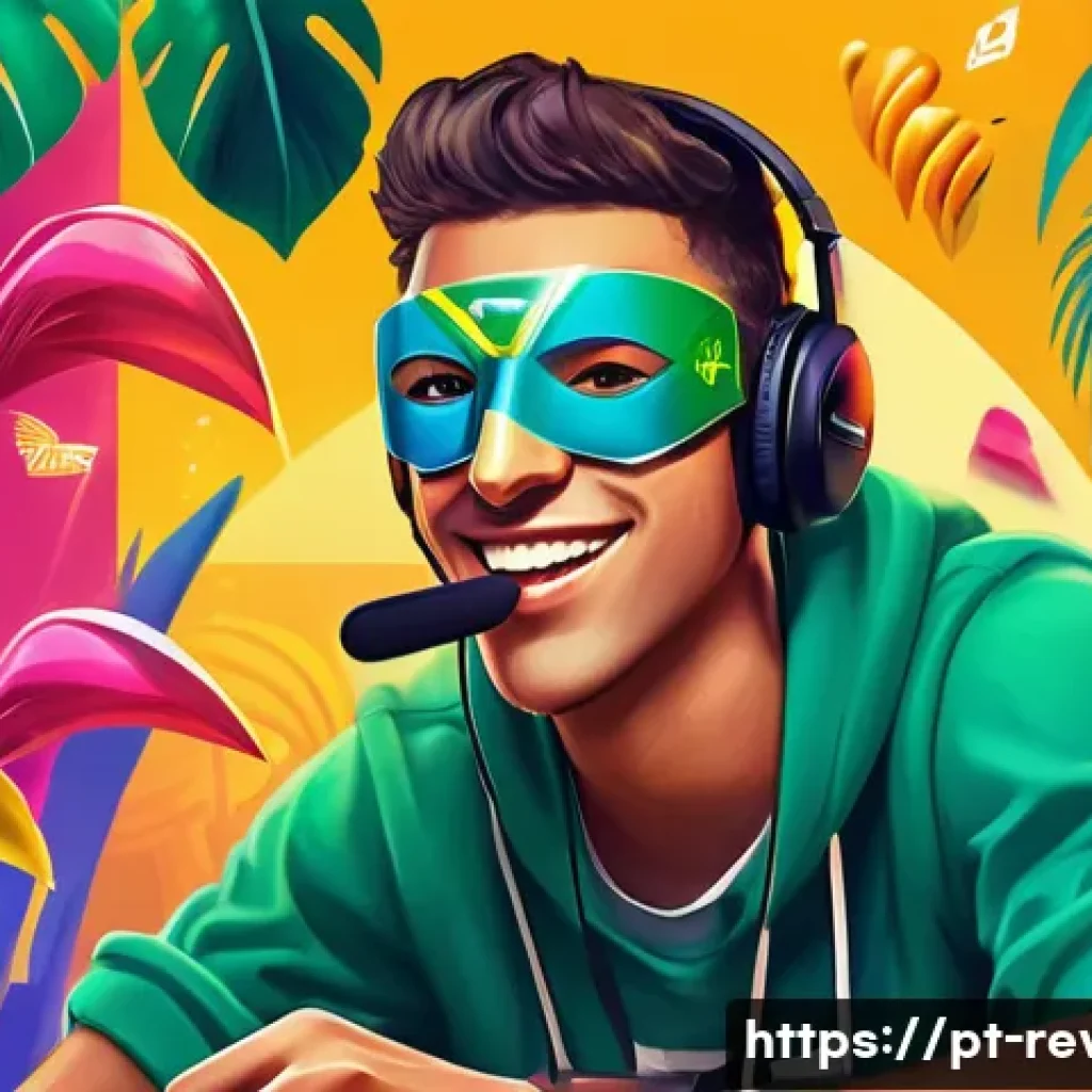 리버스 1999 공식 SNS 이벤트 - A vibrant digital art scene depicting a passionate gamer from Brazil actively participating in the R...