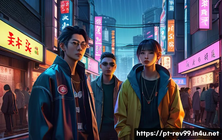 리버스 1999 팬이 제작한 최고의 창작물 - A vibrant digital fanart depicting a group of diverse Reverse:1999 characters in an urban Tokyo stre...