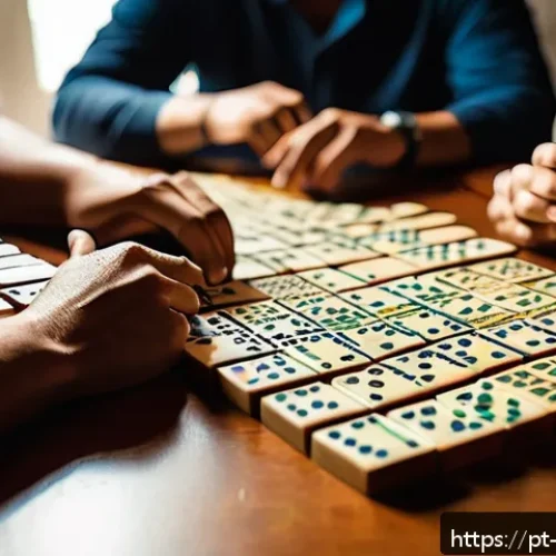Home 32 리버스 1999 고급 유저 가이드 - A detailed and atmospheric scene of an intense domino game in progress between diverse adult players...